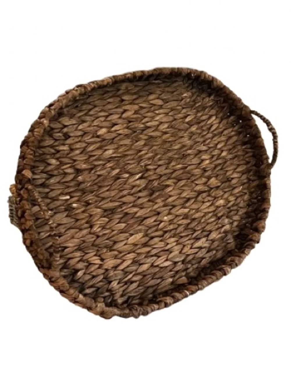NWOT- Large Oval Woven Water Hyacinth Serving Tray with Handles